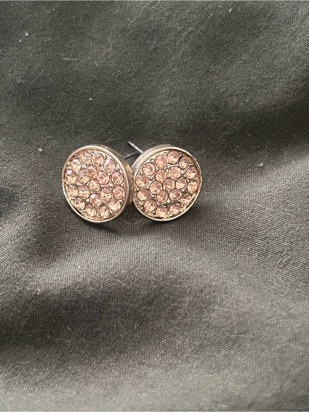Round Rose Gold Crystal Stud Earrings - Women Jewelry